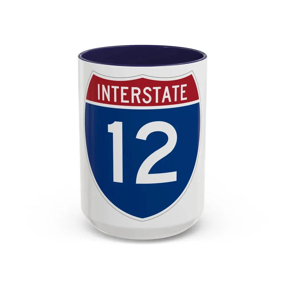 Interstate 12 (U.S. Highways) Accent Coffee Mug 15oz Navy - Go Mug Yourself