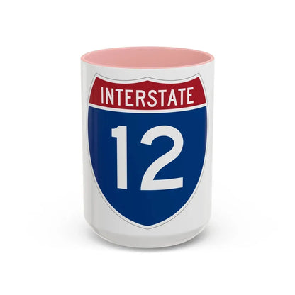 Interstate 12 (U.S. Highways) Accent Coffee Mug 15oz Pink - Go Mug Yourself