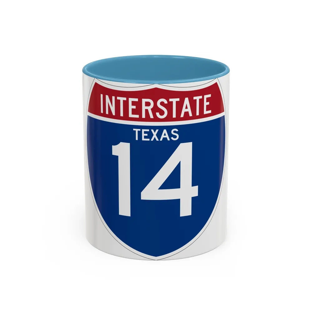 Interstate 14 (U.S. Highways) Accent Coffee Mug-11oz-Light Blue-Go Mug Yourself