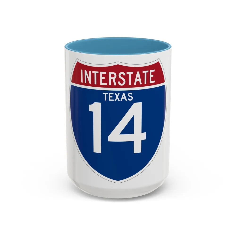 Interstate 14 (U.S. Highways) Accent Coffee Mug-15oz-Light Blue-Go Mug Yourself