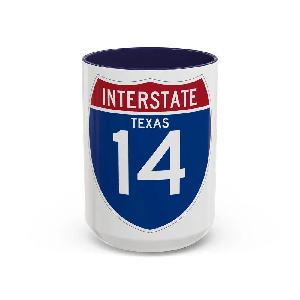 Interstate 14 (U.S. Highways) Accent Coffee Mug-15oz-Navy-Go Mug Yourself