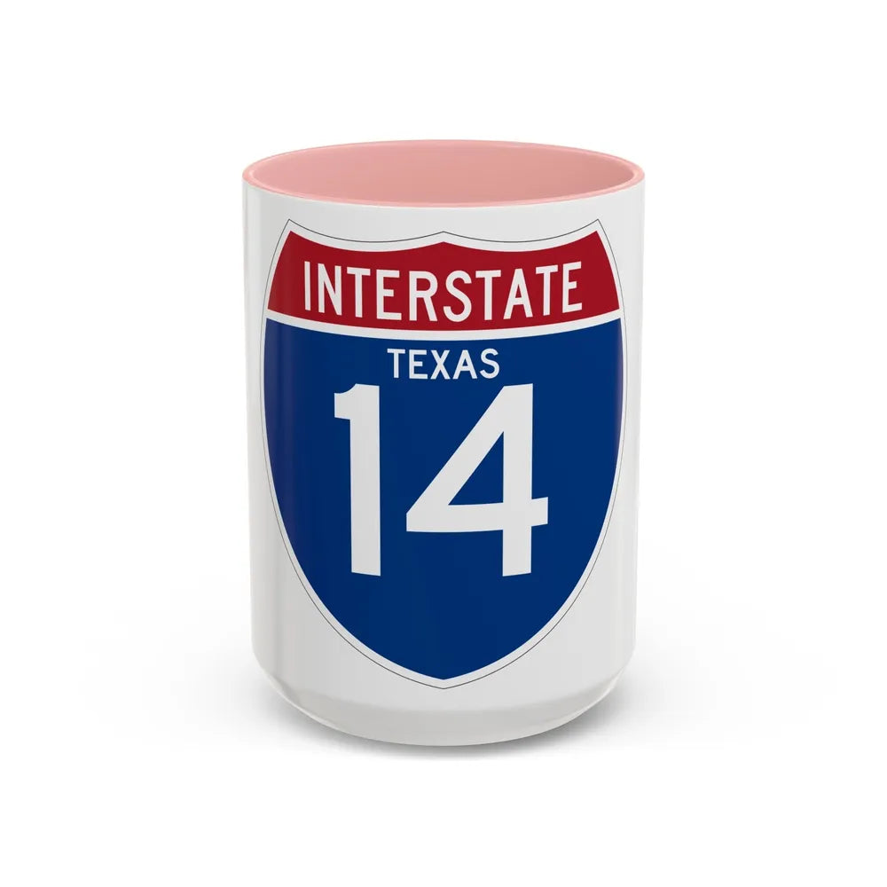 Interstate 14 (U.S. Highways) Accent Coffee Mug-15oz-Pink-Go Mug Yourself