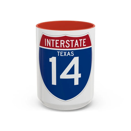 Interstate 14 (U.S. Highways) Accent Coffee Mug-15oz-Red-Go Mug Yourself