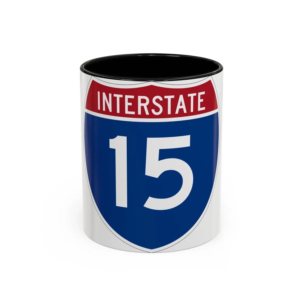 Interstate 15 (U.S. Highways) Accent Coffee Mug-11oz-Black-Go Mug Yourself