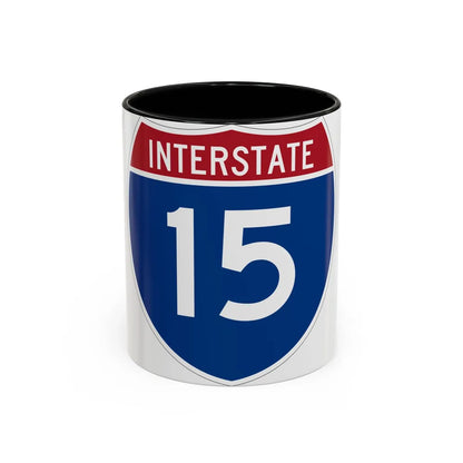 Interstate 15 (U.S. Highways) Accent Coffee Mug-11oz-Black-Go Mug Yourself