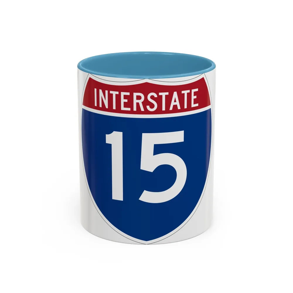 Interstate 15 (U.S. Highways) Accent Coffee Mug-11oz-Light Blue-Go Mug Yourself