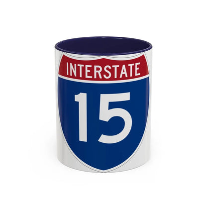 Interstate 15 (U.S. Highways) Accent Coffee Mug-11oz-Navy-Go Mug Yourself