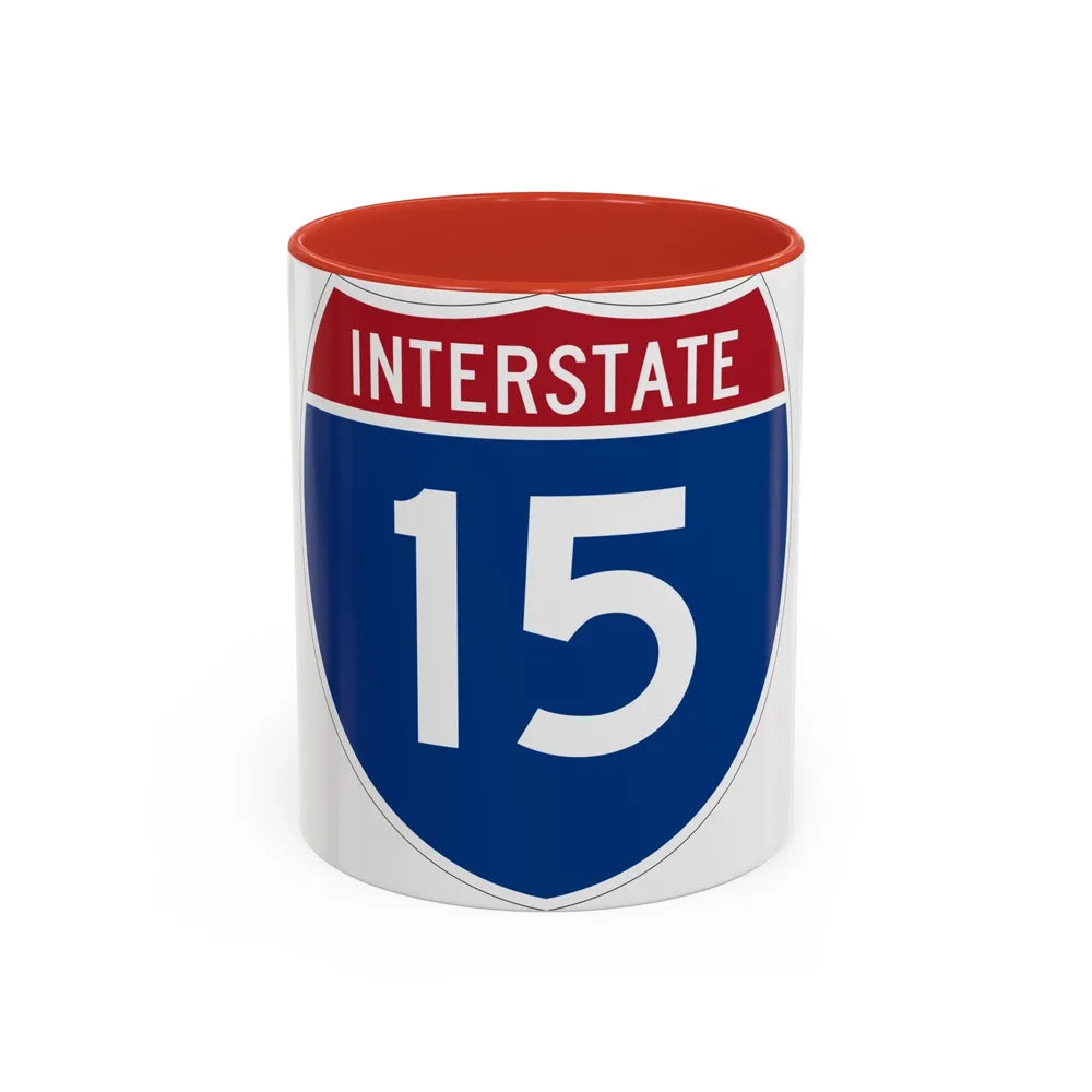 Interstate 15 (U.S. Highways) Accent Coffee Mug-11oz-Red-Go Mug Yourself