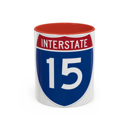 Interstate 15 (U.S. Highways) Accent Coffee Mug-11oz-Red-Go Mug Yourself