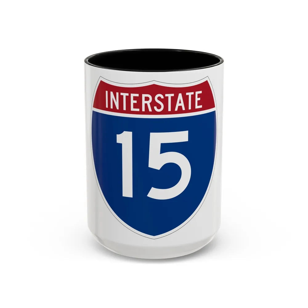 Interstate 15 (U.S. Highways) Accent Coffee Mug-15oz-Black-Go Mug Yourself