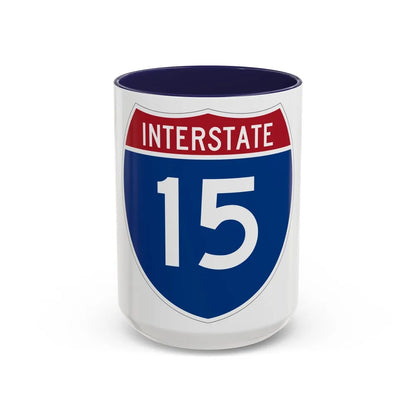 Interstate 15 (U.S. Highways) Accent Coffee Mug-15oz-Navy-Go Mug Yourself