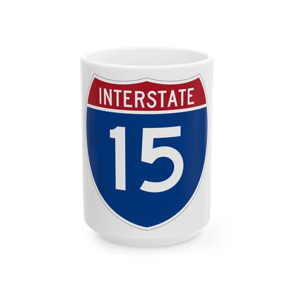 Interstate 15 (U.S. Highways) White Coffee Mug-15oz-Go Mug Yourself