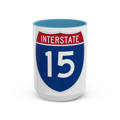 Interstate 15 (U.S. Highways) Accent Coffee Mug 15oz Light Blue - Go Mug Yourself