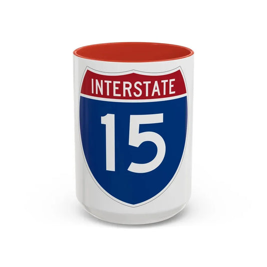 Interstate 15 (U.S. Highways) Accent Coffee Mug 15oz Red - Go Mug Yourself