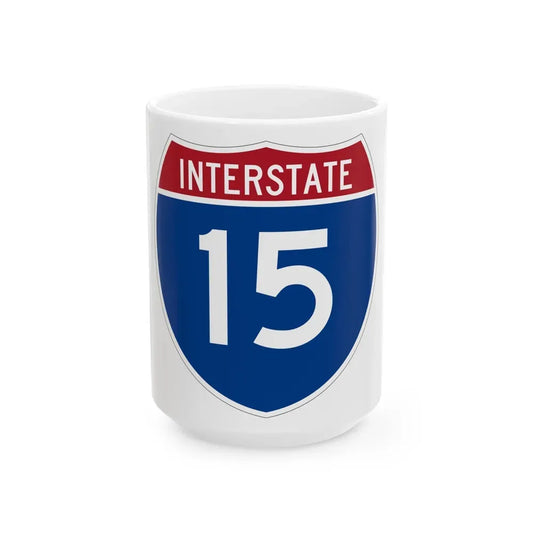 Interstate 15 (U.S. Highways) White Coffee Mug 15oz - Go Mug Yourself