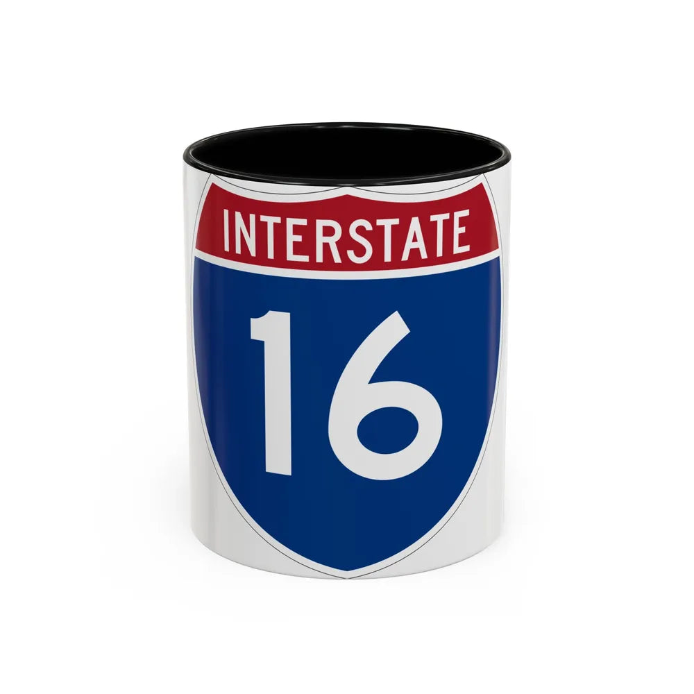 Interstate 16 (U.S. Highways) Accent Coffee Mug-11oz-Black-Go Mug Yourself