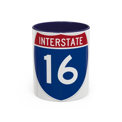 Interstate 16 (U.S. Highways) Accent Coffee Mug-11oz-Navy-Go Mug Yourself