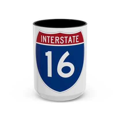 Interstate 16 (U.S. Highways) Accent Coffee Mug-15oz-Black-Go Mug Yourself