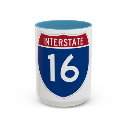 Interstate 16 (U.S. Highways) Accent Coffee Mug-15oz-Light Blue-Go Mug Yourself