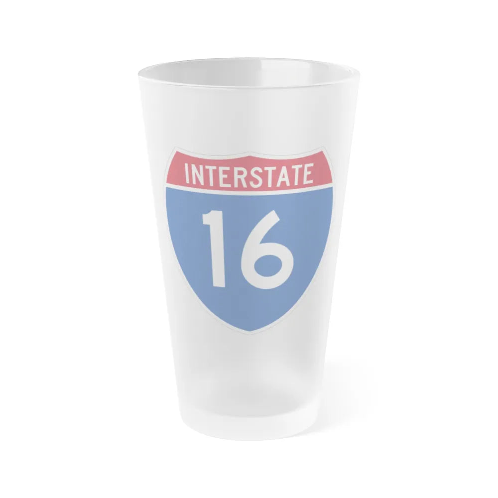 Interstate 16 (U.S. Highways) Frosted Pint Glass 16oz-16oz-Frosted-Go Mug Yourself