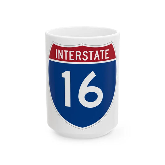 Interstate 16 (U.S. Highways) White Coffee Mug-15oz-Go Mug Yourself