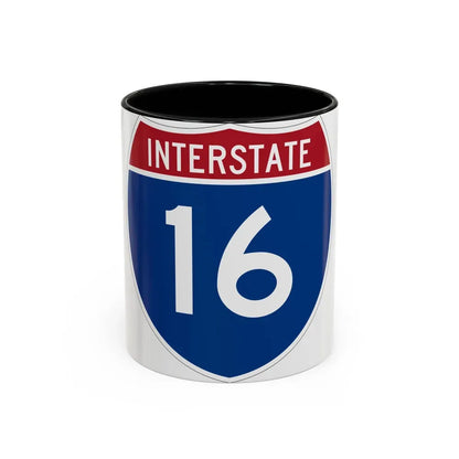 Interstate 16 (U.S. Highways) Accent Coffee Mug 11oz Black - Go Mug Yourself