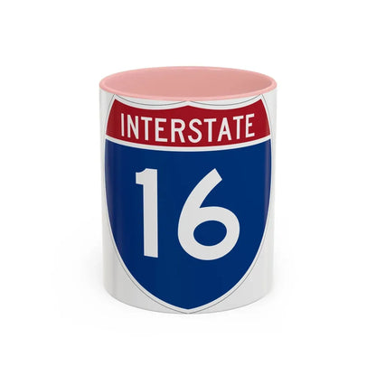 Interstate 16 (U.S. Highways) Accent Coffee Mug 11oz Pink - Go Mug Yourself