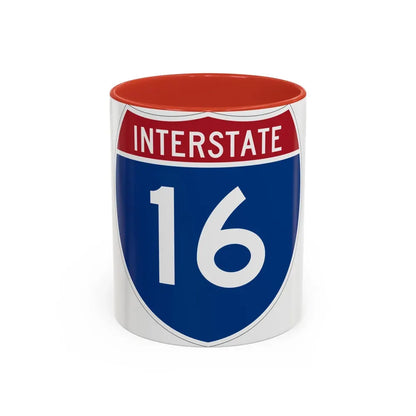 Interstate 16 (U.S. Highways) Accent Coffee Mug 11oz Red - Go Mug Yourself