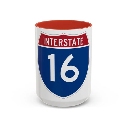 Interstate 16 (U.S. Highways) Accent Coffee Mug 15oz Red - Go Mug Yourself