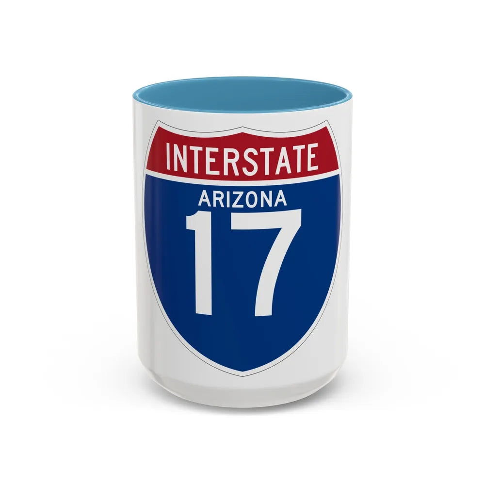 Interstate 17 (U.S. Highways) Accent Coffee Mug-15oz-Light Blue-Go Mug Yourself