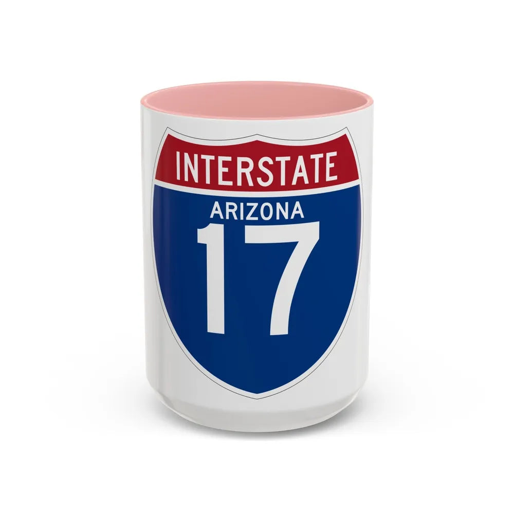 Interstate 17 (U.S. Highways) Accent Coffee Mug-15oz-Pink-Go Mug Yourself