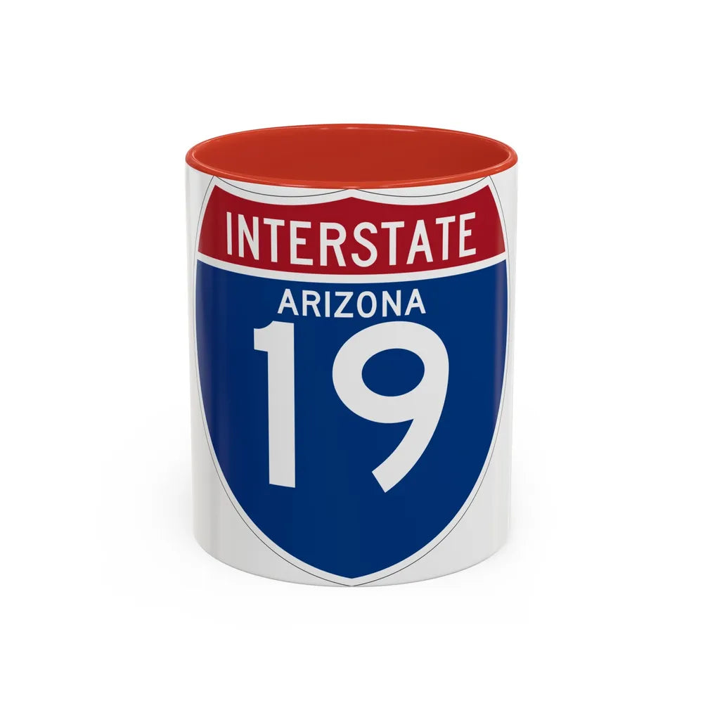 Interstate 19 (U.S. Highways) Accent Coffee Mug-11oz-Red-Go Mug Yourself