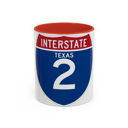 Interstate 2 (U.S. Highways) Accent Coffee Mug-11oz-Red-Go Mug Yourself