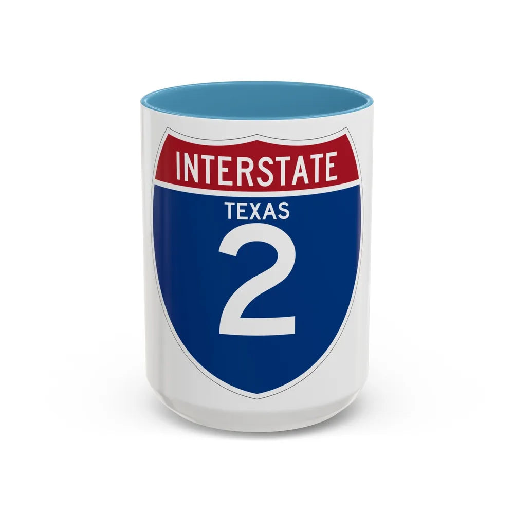 Interstate 2 (U.S. Highways) Accent Coffee Mug-15oz-Light Blue-Go Mug Yourself