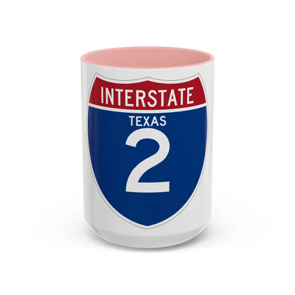 Interstate 2 (U.S. Highways) Accent Coffee Mug-15oz-Pink-Go Mug Yourself