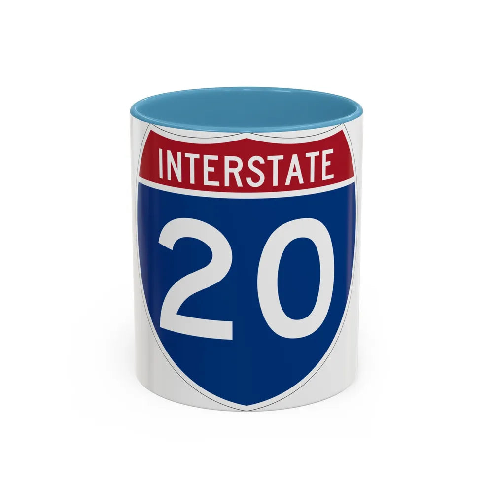 Interstate 20 (U.S. Highways) Accent Coffee Mug-11oz-Light Blue-Go Mug Yourself