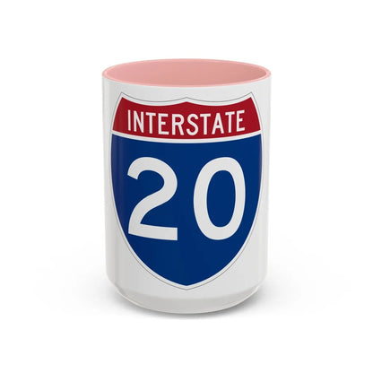 Interstate 20 (U.S. Highways) Accent Coffee Mug-15oz-Pink-Go Mug Yourself