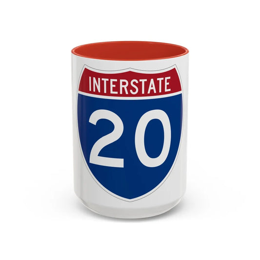 Interstate 20 (U.S. Highways) Accent Coffee Mug-15oz-Red-Go Mug Yourself