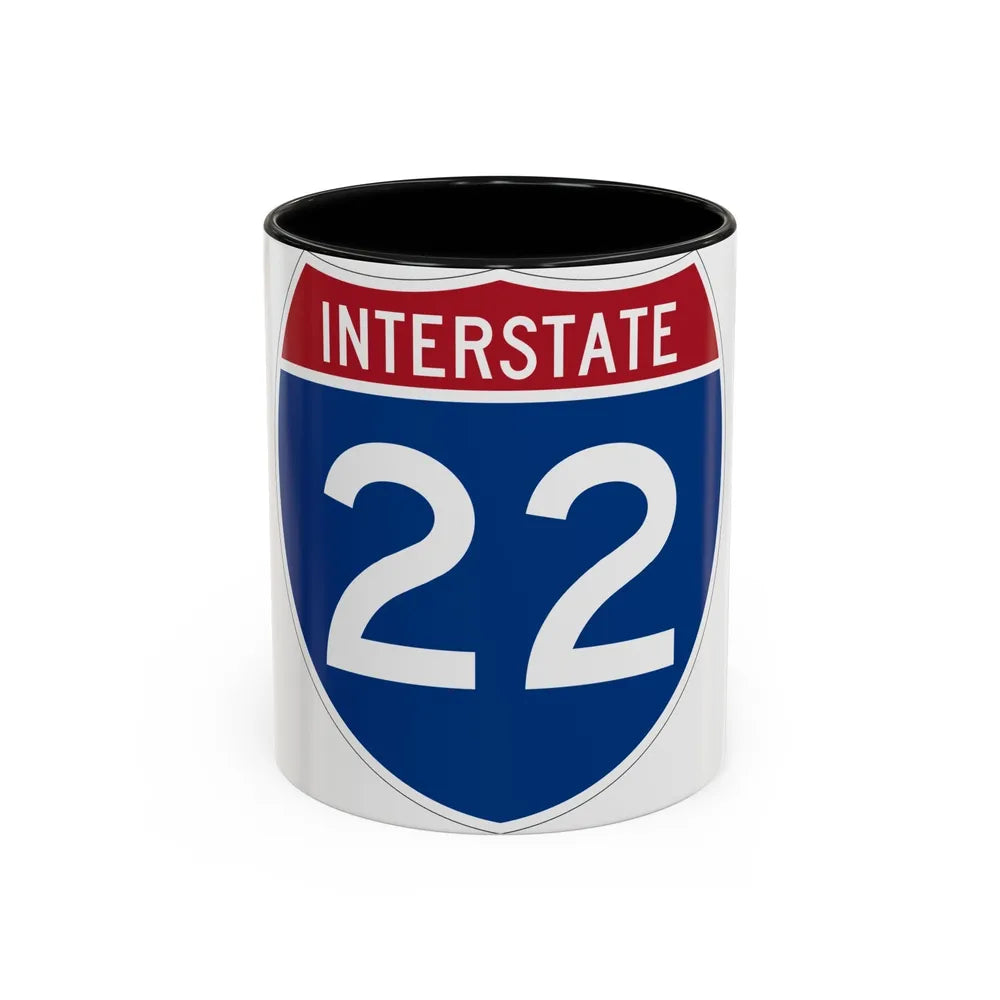 Interstate 22 (U.S. Highways) Accent Coffee Mug-11oz-Black-Go Mug Yourself