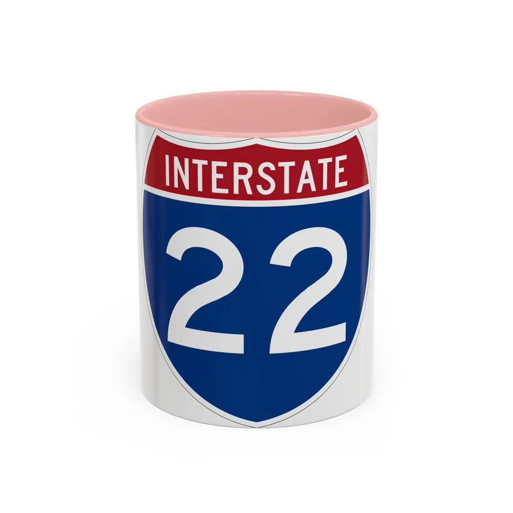 Interstate 22 (U.S. Highways) Accent Coffee Mug-11oz-Pink-Go Mug Yourself