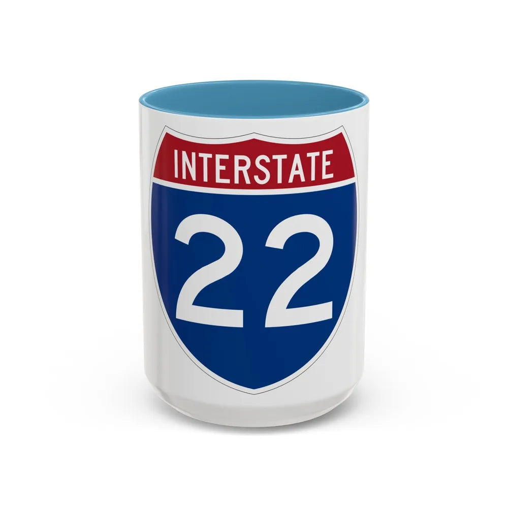 Interstate 22 (U.S. Highways) Accent Coffee Mug-15oz-Light Blue-Go Mug Yourself