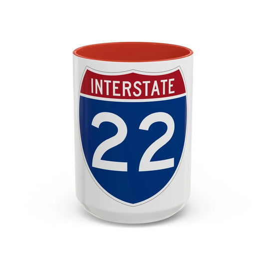 Interstate 22 (U.S. Highways) Accent Coffee Mug-15oz-Red-Go Mug Yourself