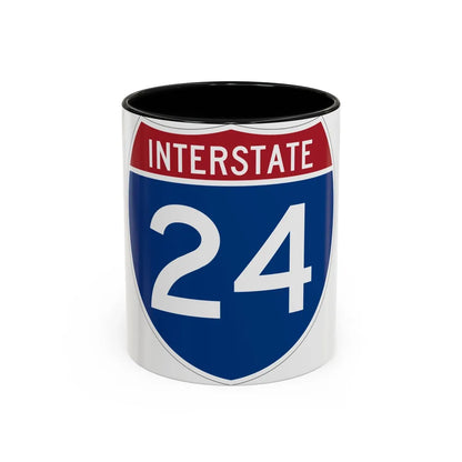 Interstate 24 (U.S. Highways) Accent Coffee Mug-11oz-Black-Go Mug Yourself