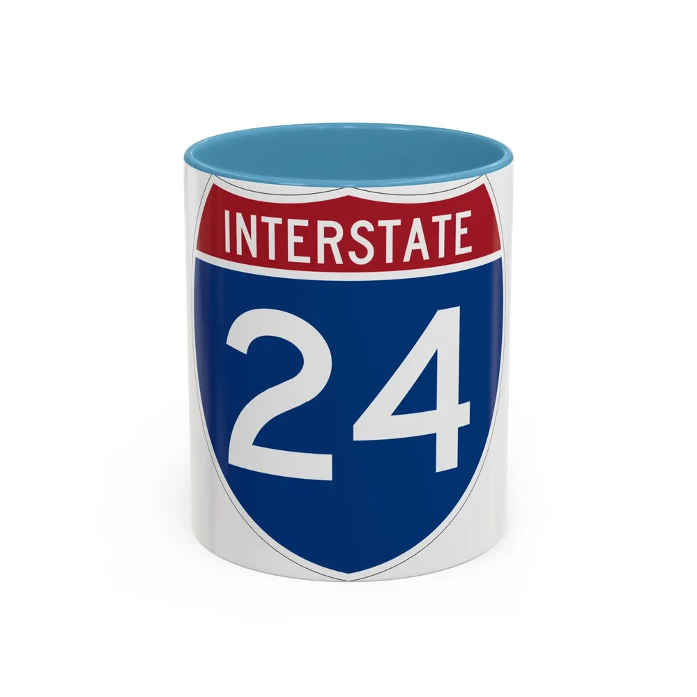 Interstate 24 (U.S. Highways) Accent Coffee Mug-11oz-Light Blue-Go Mug Yourself