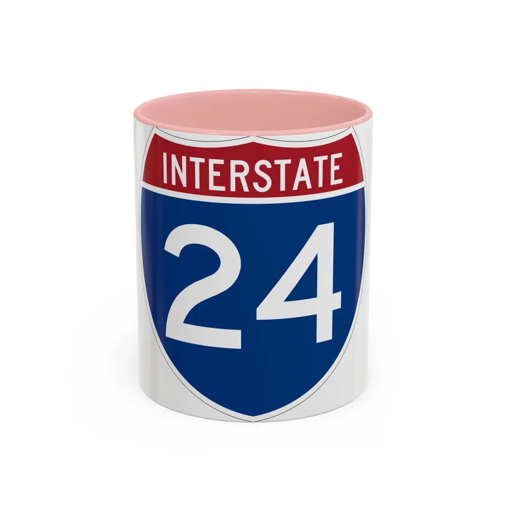 Interstate 24 (U.S. Highways) Accent Coffee Mug-11oz-Pink-Go Mug Yourself