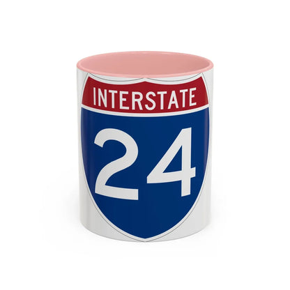 Interstate 24 (U.S. Highways) Accent Coffee Mug-11oz-Pink-Go Mug Yourself