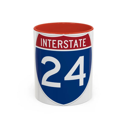 Interstate 24 (U.S. Highways) Accent Coffee Mug-11oz-Red-Go Mug Yourself