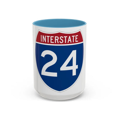 Interstate 24 (U.S. Highways) Accent Coffee Mug-15oz-Light Blue-Go Mug Yourself