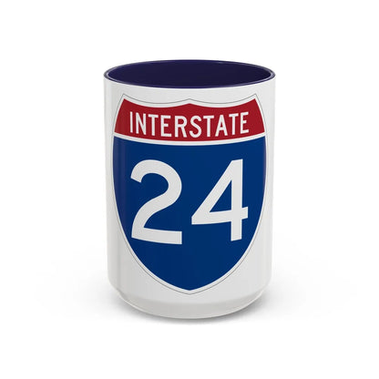 Interstate 24 (U.S. Highways) Accent Coffee Mug-15oz-Navy-Go Mug Yourself