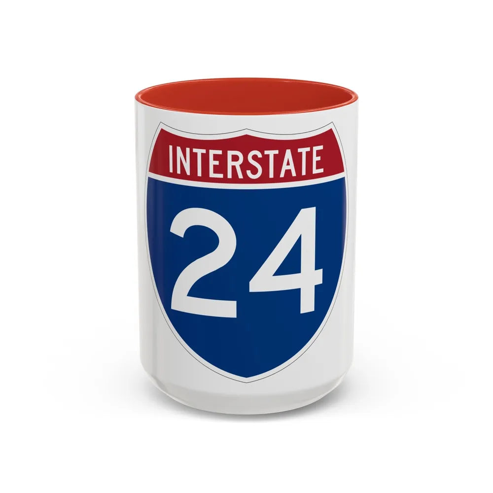 Interstate 24 (U.S. Highways) Accent Coffee Mug-15oz-Red-Go Mug Yourself